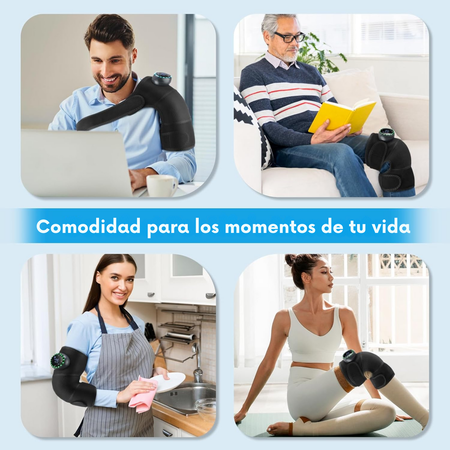 Masajeador de Rodilla con Calor y Vibración Ajustable