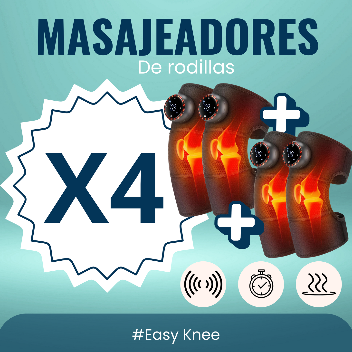 Masajeador de Rodilla con Calor y Vibración Ajustable