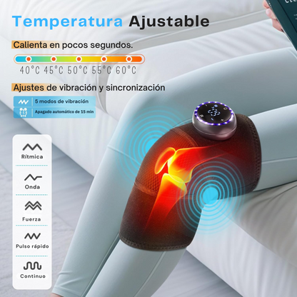 Masajeador de Rodilla con Calor y Vibración Ajustable