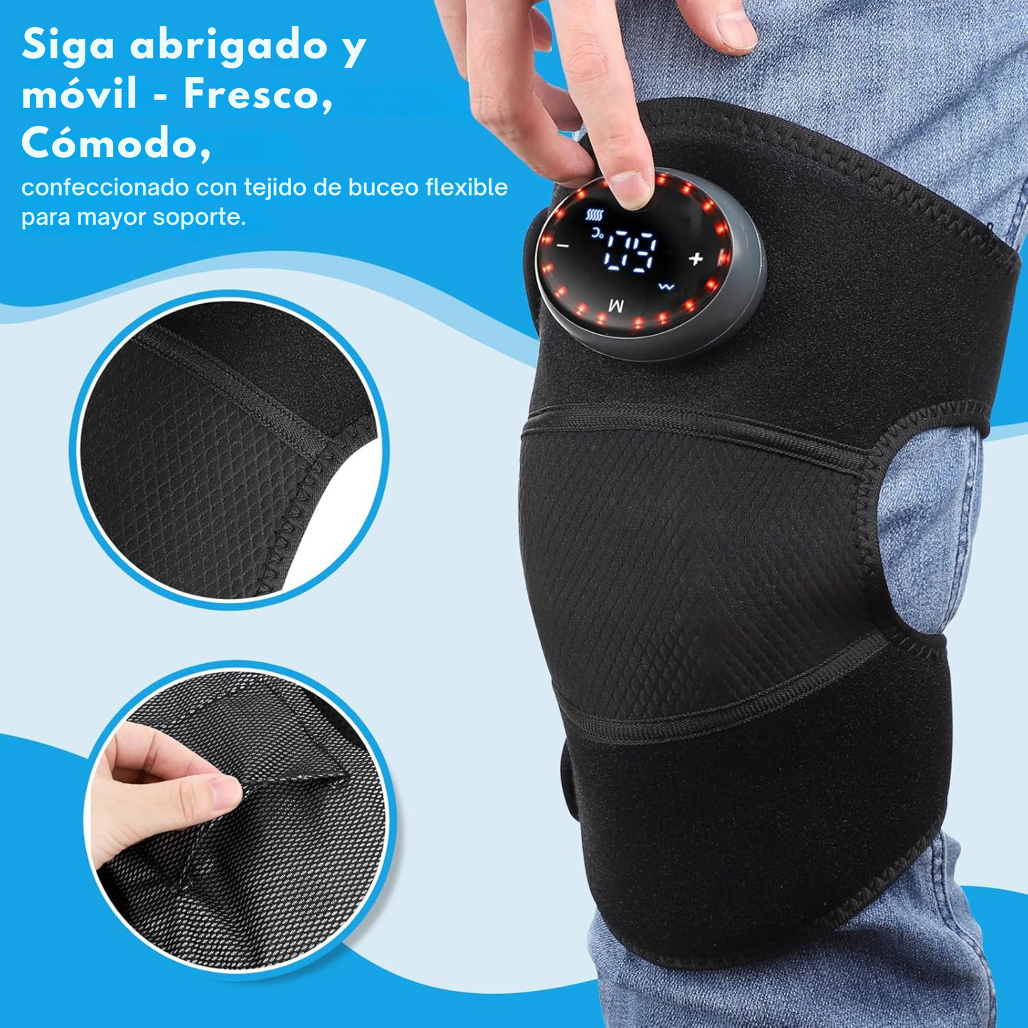 Masajeador de Rodilla con Calor y Vibración Ajustable