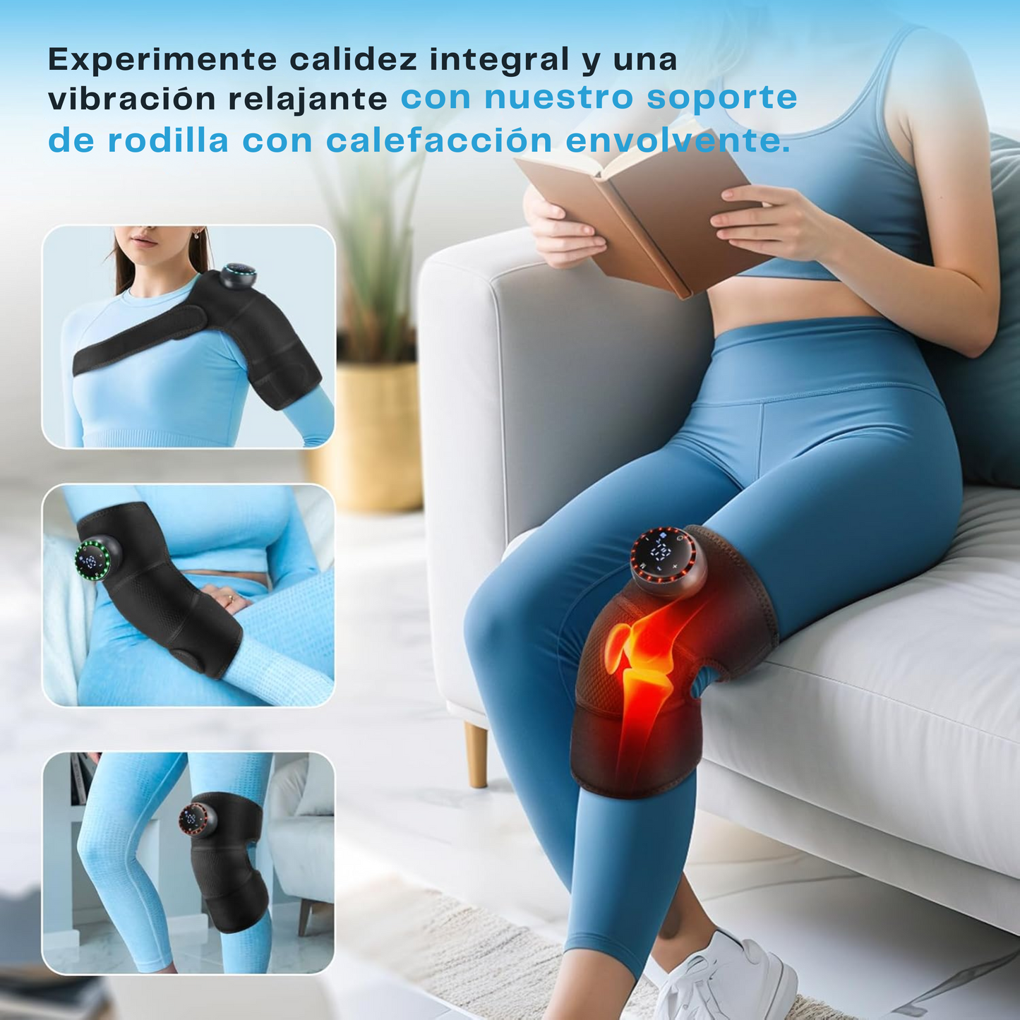 Masajeador de Rodilla con Calor y Vibración Ajustable
